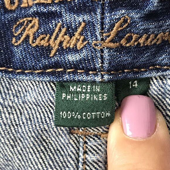 Vtg Y2k Lauren Jeans Company Blue Denim Skirt Midi Flare Western Rodeo Size 14 - Picture 6 of 6